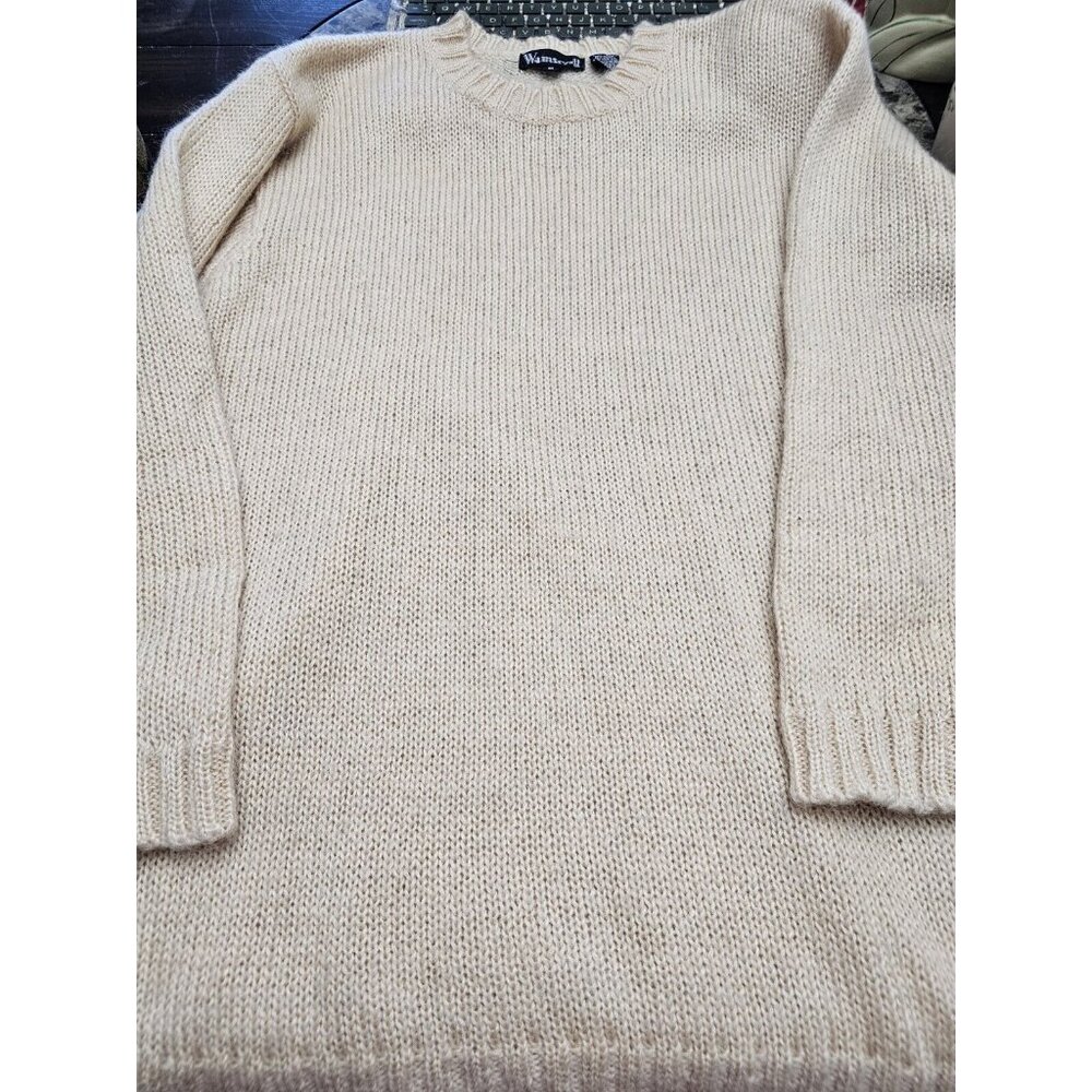 Wainscott Knit Sweater Mohair Blend Tan Women's Size Medium Crewneck